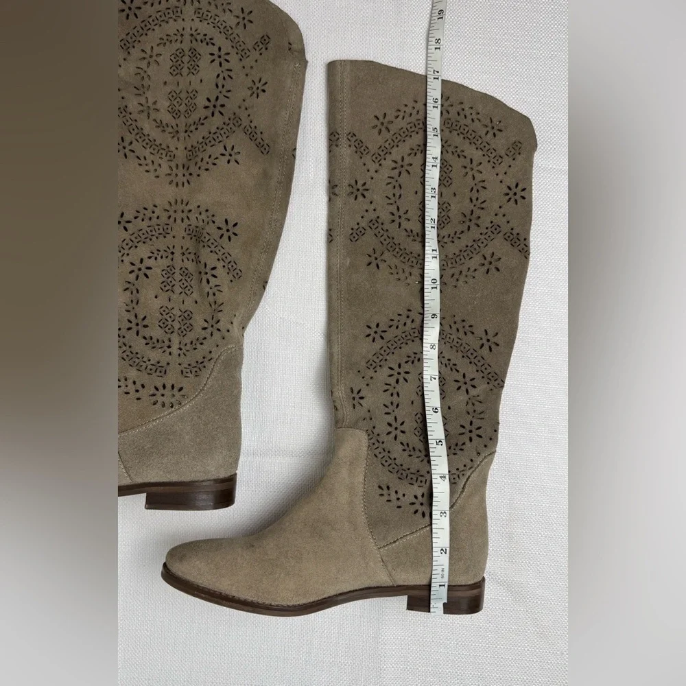 Bata Lace Cut Out Suede Leather Boots Women's Size 36 (5.5-6) Beige Tall Riding - Picture 14 of 16